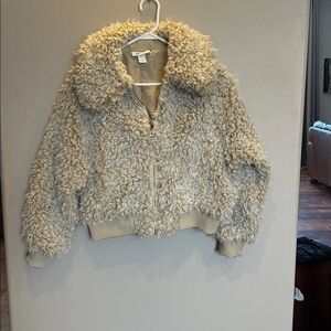 MONKI FAUX FUR SHEARLING BOMBER JACKET size small